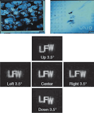 A prototype of a 3-D/2-D convertible display creates images in 2-D (top) and 3-D with full parallax in all directions (bottom). Its primary use is as a 2-D display. Refinements will boost the quality of the 3-D images and allow full-color imaging in 2-D and 3-D.