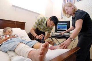 Researchers from Georgia Institute of Technology and Georgia Tech Research Institute test a prototype handheld imaging device that combines multispectral and acoustic imaging technologies to detect early-stage pressure ulcers and the more serious deep-tissue injuries.