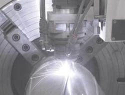 FIGURE 2. Laserline’s 3 kW direct diode-laser cladding system is being used in several industries, including aerospace, power plants (turbine blades), oil drilling (down-hole tools), construction ceramics (wear protection), foundries (pan scrapers), and steel (conveyor rollers in steel mills). FIGURE 2. Laserline’s 3 kW direct diode-laser cladding system is being used in several industries, including aerospace, power plants (turbine blades), oil drilling (down-hole tools), construction ceramics (wear protection), foundries (pan scrapers), and steel (conveyor rollers in steel mills).