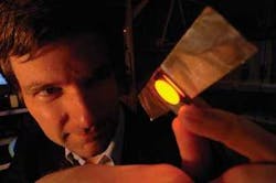 Ifor Samuel, a physics professor at the University of St. Andrews, has developed an OLED-based &ldquo;sticking plaster&rdquo; that simplifies the use of photodynamic therapy in the treatment of skin cancer. In the proof-of-principle prototype, the 2 cm polymer OLED light source is attached to the skin with standard medical tape.