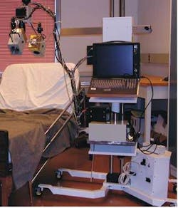 FIGURE 3. Using broadband NIR light from a tungsten halogen source, combined with a standard CCD camera for photodetection, burn surgeons can more accurately assess the depth of a wound and the viability of remaining tissue. FIGURE 3. Using broadband NIR light from a tungsten halogen source, combined with a standard CCD camera for photodetection, burn surgeons can more accurately assess the depth of a wound and the viability of remaining tissue.