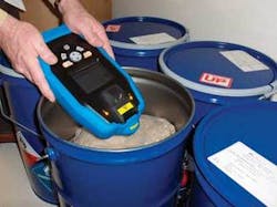 FIGURE 3. Weighing less than 4 lb, the Ahura TruScan is a diode-laser-based Raman spectrometer designed for point-of-use materials identification. The system can analyze a substance, such as double-bagged pharmaceutical ingredients in a drum, and typically deliver a response within 30 seconds. FIGURE 3. Weighing less than 4 lb, the Ahura TruScan is a diode-laser-based Raman spectrometer designed for point-of-use materials identification. The system can analyze a substance, such as double-bagged pharmaceutical ingredients in a drum, and typically deliver a response within 30 seconds.