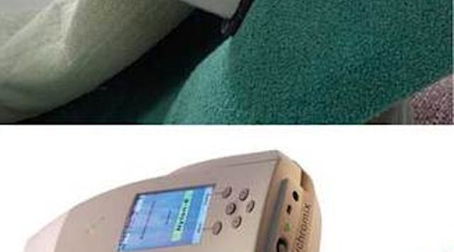 FIGURE 1. Several companies now offer handheld, battery-operated &ldquo;point and shoot&rdquo; NIR spectrometers for field-based materials-analysis applications such as carpet recycling. Axsun&rsquo;s Anavo (top) utilizes a tunable diode laser, while Polychromix&rsquo;s Phazir (bottom) uses a tungsten lightbulb. Both rely on proprietary MEMS switching technology to create the compact yet robust devices.