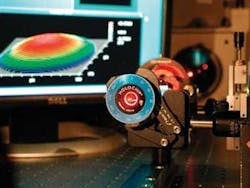 A commercially available singlet lens with a continuously variable focus undergoes interferometric transmitted-wavefront measurement. A commercially available singlet lens with a continuously variable focus undergoes interferometric transmitted-wavefront measurement.