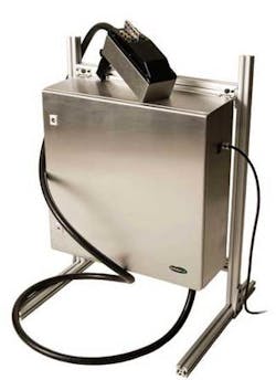 FIGURE 3. A portable near-IR reflectance spectrometer with fiber probe predicts beef tenderness. The system had to be made tough enough to withstand harsh cleaning in meat-processing plants. FIGURE 3. A portable near-IR reflectance spectrometer with fiber probe predicts beef tenderness. The system had to be made tough enough to withstand harsh cleaning in meat-processing plants.