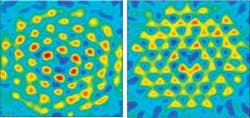 Interferometric tomography can be used to obtain the refractive-index distribution of an object. The diffraction-tomography method (left; based on Fourier-diffraction theorem) produces a more accurate result with circular holes within the PC fiber, while the filtered-backprojection method (right; derived from the Fourier-slice theorem), introduces triangular artifacts. Interferometric tomography can be used to obtain the refractive-index distribution of an object. The diffraction-tomography method (left; based on Fourier-diffraction theorem) produces a more accurate result with circular holes within the PC fiber, while the filtered-backprojection method (right; derived from the Fourier-slice theorem), introduces triangular artifacts.