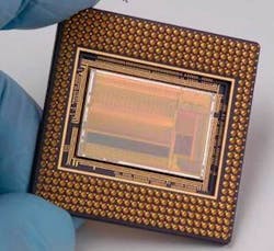 FIGURE 5. Packaged for ground-based astronomy, the SIDECAR ASIC chip is only 14.5 × 22 mm in size. FIGURE 5. Packaged for ground-based astronomy, the SIDECAR ASIC chip is only 14.5 × 22 mm in size.