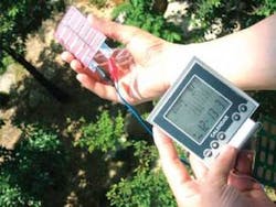 Relatively low-cost semiconductor polymer solar cells, fabricated in a tandem architecture to increase conversion efficiency, may play a role in spreading the use of solar-powered electronic devices, such as laptop computers, to portions of the world without convenient access to an electrical power grid.