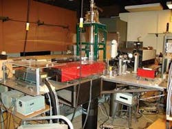 Kong-Thon Tsen and his collaborators used an off-the-shelf femtosecond laser in this experimental setup to inactivate viruses in liquid. The technique offers a means to cleanse microbes from infected blood. Kong-Thon Tsen and his collaborators used an off-the-shelf femtosecond laser in this experimental setup to inactivate viruses in liquid. The technique offers a means to cleanse microbes from infected blood.