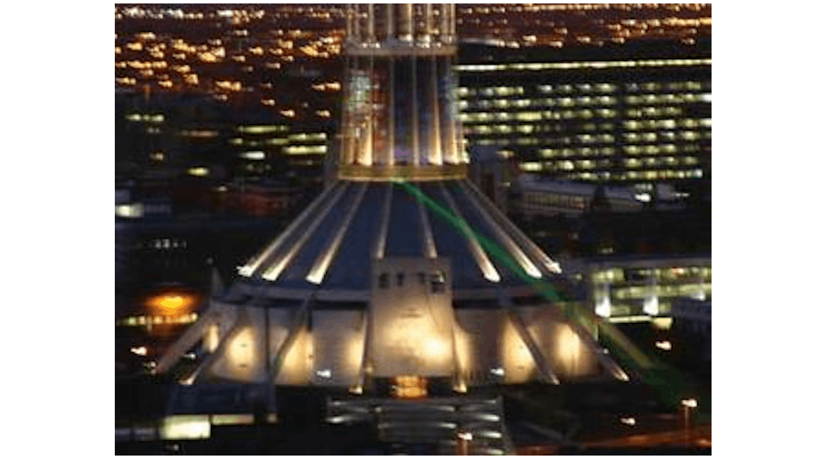 A 50 mW analog modulated green laser links the Anglican and Catholic cathedrals in Liverpool, England, as part of the European City of Culture 2008. The laser will carry audio between the two buildings as well as being a visible link between the two faiths.