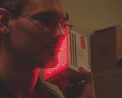 Light-emitting diodes producing deep-red light aid in healing either of skin (shown here) or eyes. In the case of eyes, the light has been shown to heal eyes of laboratory rats blinded with methanol, giving rise to the possibility of portable units for medical use in combat. Light-emitting diodes producing deep-red light aid in healing either of skin (shown here) or eyes. In the case of eyes, the light has been shown to heal eyes of laboratory rats blinded with methanol, giving rise to the possibility of portable units for medical use in combat.