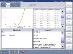 FIGURE 2. In measuring chromatic dispersion by the OTDR time-of-flight method, the dispersion vs. wavelength can be calculated by taking the derivative of the time vs. wavelength-fitted data. FIGURE 2. In measuring chromatic dispersion by the OTDR time-of-flight method, the dispersion vs. wavelength can be calculated by taking the derivative of the time vs. wavelength-fitted data.