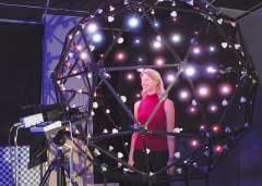 FIGURE 4. Digitally controlled light sources in 'LightStage,' developed at the University of Southern California, provides high-fidelity lighting control for movie-making applications. FIGURE 4. Digitally controlled light sources in 'LightStage,' developed at the University of Southern California, provides high-fidelity lighting control for movie-making applications.