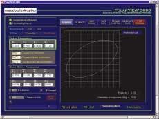 FIGURE 3. The software interface of a liquid-crystal polarimeter from Meadowlark Optics measures four Stokes components of light incident upon the polarimeter optics head (left). Several parameters appearing in the display are calculated from the measured Stokes vector. The Stokes vector can be rendered in several graphical formats, including a polarization ellipse (right).
