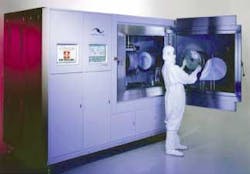 FIGURE 1. Dual ion-beam deposition, available in a commercial system, offers advantages for an increasing number of applications requiring ultra-low-loss films. FIGURE 1. Dual ion-beam deposition, available in a commercial system, offers advantages for an increasing number of applications requiring ultra-low-loss films.