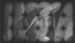 FIGURE 2. Individual images producted by lenslet systems in a compound lens combine to form an overall image (this is one of 'Lena,' an image used as a standard in imaging-systems and image-processing development). FIGURE 2. Individual images producted by lenslet systems in a compound lens combine to form an overall image (this is one of 'Lena,' an image used as a standard in imaging-systems and image-processing development).