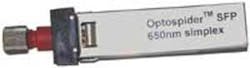 FIGURE 2. A 100 Mbit/s Ethernet small-form-factor pluggable (SFP) die-mount transceiver with fully bidirectional operation on a single POF is a common commercially available device for in-home networks.