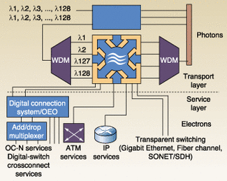 Effective optical-networking solutions based on existing technology involve optical transparency for data routing, while using electrical processing for data-management functions.