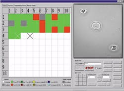 FIGURE 2. Veeco's Analyze software identifies a group of surface defects on laser diodes, classifies them, then passes or fails parts based upon user-defined rules. FIGURE 2. Veeco's Analyze software identifies a group of surface defects on laser diodes, classifies them, then passes or fails parts based upon user-defined rules.