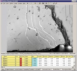 FIGURE 3. Analyze software provides quantitative quality measurement of a laser's facet surfaces. FIGURE 3. Analyze software provides quantitative quality measurement of a laser's facet surfaces.