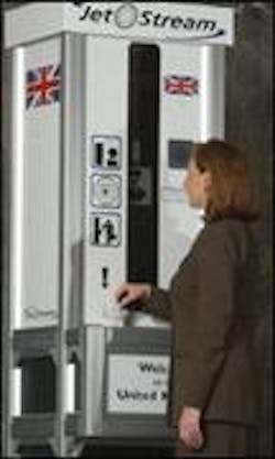 A woman is scanned by an iris-recognition system installed at Heathrow Airport in London. The result of the scan is a 512-byte code that is stored for future use. A woman is scanned by an iris-recognition system installed at Heathrow Airport in London. The result of the scan is a 512-byte code that is stored for future use.