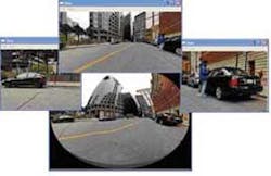 FIGURE 3. Multiple simultaneous undistorted views from only one Panomorph camera can be utilized for “driver-assistance” applications such as collision avoidance and parking assistance. FIGURE 3. Multiple simultaneous undistorted views from only one Panomorph camera can be utilized for “driver-assistance” applications such as collision avoidance and parking assistance.