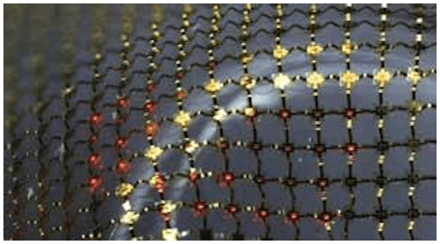 A stretchable ILED display consists of an interconnected mesh of printed micro-ILEDs bonded to a rubber substrate.
