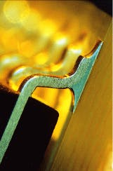 FIGURE 2. Output of a 15-W diode-laser-based system soldered this surface-mounted device. FIGURE 2. Output of a 15-W diode-laser-based system soldered this surface-mounted device.