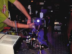 Researchers at Stanford University (Palo Alto, CA) and Coherent (Santa Clara, CA) have used commercial-grade (0.5-mm-thick) periodically poled LiNbO3 to frequency double a 920-nm, 1-W source and produce 61 mW of 460-nm light. The Stanford group has applied for a patent and hopes to commercialize the technology within two years. Researchers at Stanford University (Palo Alto, CA) and Coherent (Santa Clara, CA) have used commercial-grade (0.5-mm-thick) periodically poled LiNbO3 to frequency double a 920-nm, 1-W source and produce 61 mW of 460-nm light. The Stanford group has applied for a patent and hopes to commercialize the technology within two years.