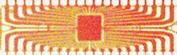 FIGURE 2. Terahertz image of an integrated circuit penetrates the plastic package to reveal circuit features, metal contacts, and connection integrity. FIGURE 2. Terahertz image of an integrated circuit penetrates the plastic package to reveal circuit features, metal contacts, and connection integrity.