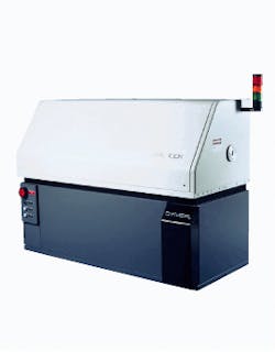 FIGURE 1. The Cymer HPL-100K excimer laser typifies the current generation of systems designed to address high-volume manufacturing applications and has recently been used to produce the vias (right) in Hewlett-Packard printer heads (middle). FIGURE 1. The Cymer HPL-100K excimer laser typifies the current generation of systems designed to address high-volume manufacturing applications and has recently been used to produce the vias (right) in Hewlett-Packard printer heads (middle).