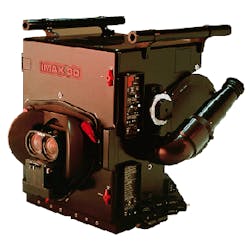 Combining left-eye and right-eye recording capabilities in a single housing, the 26 × 22 × 35-in. IMAX 3D camera weighs approximately 228 lb when loaded with film. The viewfinder (right) is adjustable through almost 130°. Combining left-eye and right-eye recording capabilities in a single housing, the 26 × 22 × 35-in. IMAX 3D camera weighs approximately 228 lb when loaded with film. The viewfinder (right) is adjustable through almost 130°.