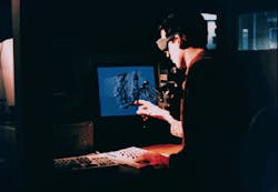 Both three-dimensional model of binoculars with light paths and cutaway of mechanical structure can be manipulated with LightTools; glass map in corner allows interactive graphical glass selection. Both three-dimensional model of binoculars with light paths and cutaway of mechanical structure can be manipulated with LightTools; glass map in corner allows interactive graphical glass selection.