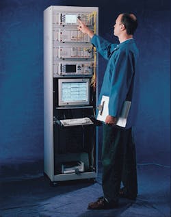 Modular computer-controlled IQ-200 from EXFO, said to be the first integrated optical test system on the market, combines test instruments such as a multichannel power meter, return loss meter, and an optical spectrum analyzer with software that automates testing of fiberoptic components. Modular computer-controlled IQ-200 from EXFO, said to be the first integrated optical test system on the market, combines test instruments such as a multichannel power meter, return loss meter, and an optical spectrum analyzer with software that automates testing of fiberoptic components.