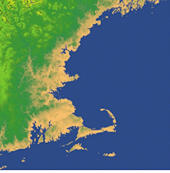 Image-processing software allows images such as this one of Cape Cod to be obtained for satellite control systems using CCD cameras instead of more expensive, specialized sensors.