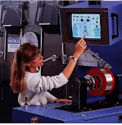 Manufacturing-execution-system software is designed to handle applications such as high-speed proof testing of optical fiber using touch-screen control. Manufacturing-execution-system software is designed to handle applications such as high-speed proof testing of optical fiber using touch-screen control.