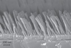 A three-layer broadband GRIN antireflection coating for solar cells has a 49 nm dense TiO2 inner layer, a 99 nm layer of slightly porous SiO2, and a 360 nm layer of very porous SiO2.
