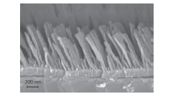 A three-layer broadband GRIN antireflection coating for solar cells has a 49 nm dense TiO2 inner layer, a 99 nm layer of slightly porous SiO2, and a 360 nm layer of very porous SiO2.