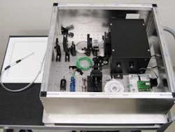 FIGURE 2. A dual-clad (glass clad/hard clad/ETFE) fiber is usually the fiber of choice in medical applications, such as this fiber probe used for in vivo biopsies, in which biocompatibility and containment of the laser power in the fiber are important issues. FIGURE 2. A dual-clad (glass clad/hard clad/ETFE) fiber is usually the fiber of choice in medical applications, such as this fiber probe used for in vivo biopsies, in which biocompatibility and containment of the laser power in the fiber are important issues.