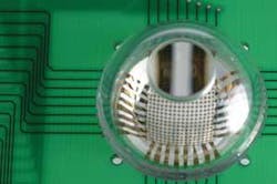 Conventional planar processes are used to create an array of silicon optoelectronics components that are then formed into an eye-shape camera, reducing optical distortions and aberrations that occur in flat-sensor camera designs. Conventional planar processes are used to create an array of silicon optoelectronics components that are then formed into an eye-shape camera, reducing optical distortions and aberrations that occur in flat-sensor camera designs.