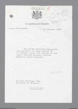 Opening page of memo to Prime Minister Thatcher Opening page of memo to Prime Minister Thatcher