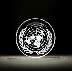 UDHR, the Universal Declaration of Human Rights, is recorded into quartz via the &apos;5D&apos; optical technique.