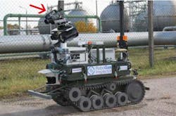 The RoboGasInspector consists of three modules: a chain-driven mobile platform, a navigation module and an inspection module. Note the FLIR GF320 on top of the unit. (Image credit: FLIR)