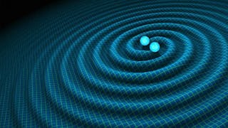The collision of two black holes causes cosmic waves that can be detected by highly sensitive detectors called wavefront detectors, as shown in this artistic rendering.