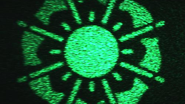 A new type of hologram--shown here in an image generated by the hologram in the visible spectrum--produces 3D images across different spectrums of light. (Image credit: Capasso Lab)