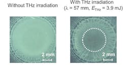 Terahertz laser beams increase the pattern of crystallization in certain polymer materials. (Image credit: RIKEN)