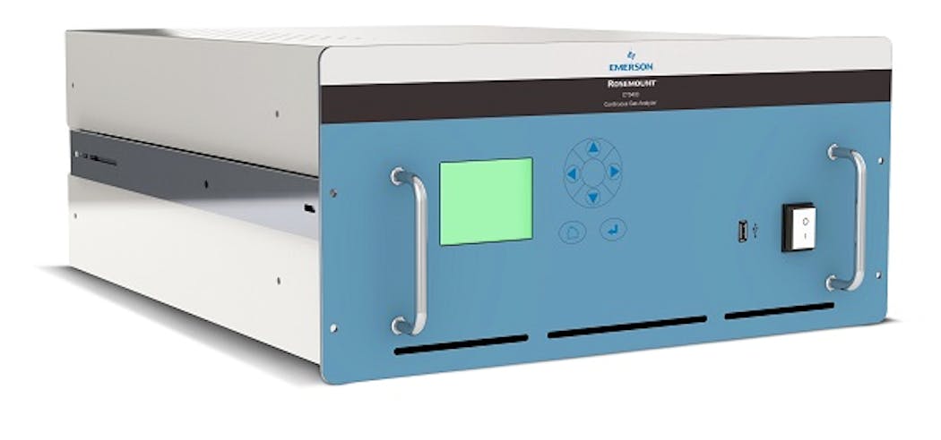 A combined quantum-cascade-laser and tunable-diode-laser instrument--the Rosemount CT5400 Continuous Gas Analyzer--can analyze 12 gases simultaneously for a variety of sensing and process analytics applications. (Image credit: Emerson)