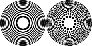 This drawing shows the difference between a Fresnel zone plate (left) and a photon sieve (right). The latter is patterned with millions of precisely machined holes.