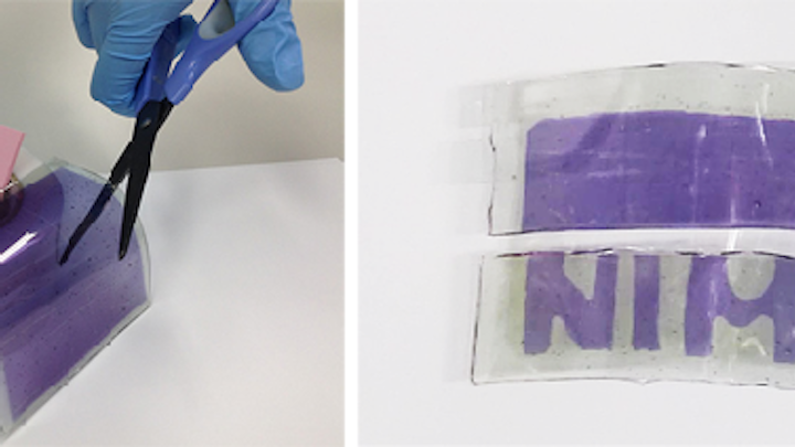 Japanese scientists from NIMS at JST have developed a flexible display that can be cut with scissors. (Image credit: NIMS)