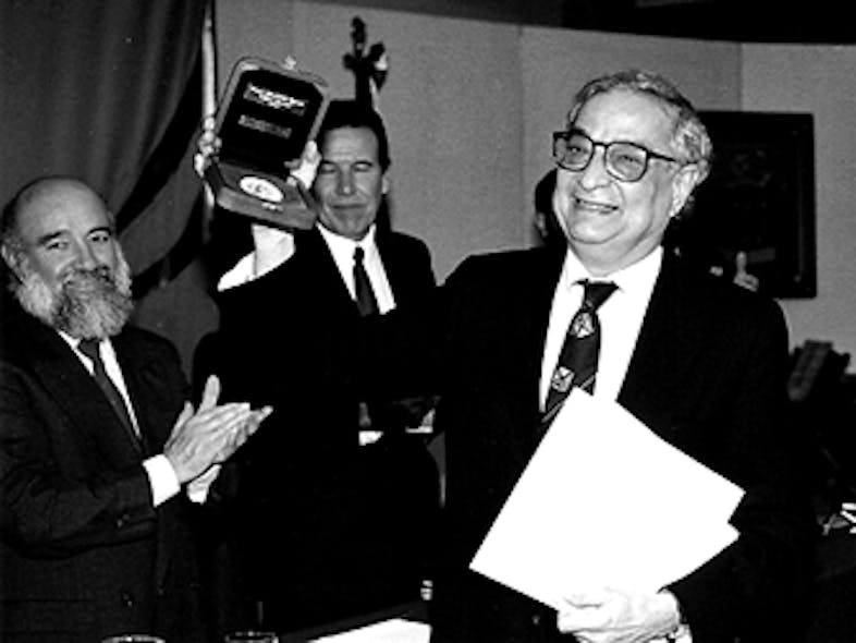 Ali Javan (far right, in 1993), one of the founders of the helium-neon or HeNe laser, passed away on Monday, September 12, 2016.